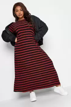 Image of Striped Ribbed Long Sleeve Swing Dress
