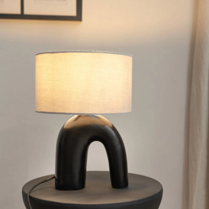 Image of ValueLights ValueLights Lia Black Arch Abstract Ceramic Table Lamp Base Black One Size Unisex 5016529271475