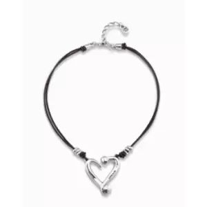 Image of Heart Silver Leather Necklace