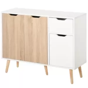 Image of HOMCOM Floor Standing Storage Cabinet With Drawer White And Natural