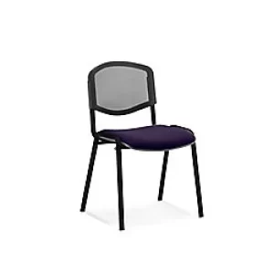 Image of Dynamic Stacking Chair ISO Black Frame Mesh Back Tansy Purple Fabric Seat Pack of 4 Without Arms