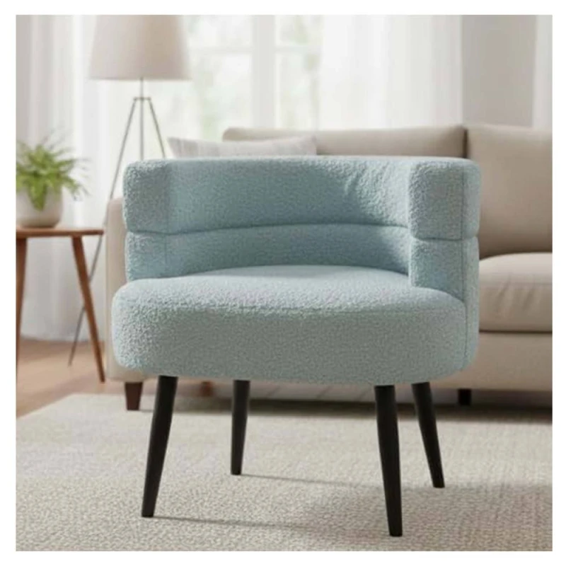 Image of Alivio Sherpa Sofa Chair for Living Room Dining Room Makeup Office Reception in Baby Blue Baby Blue Unisex