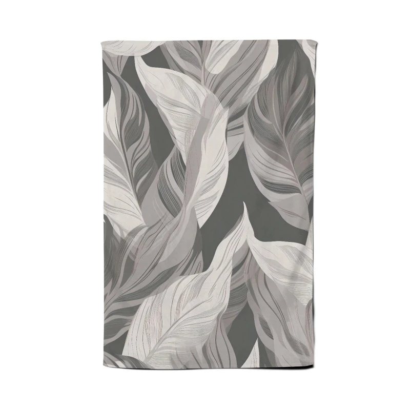 Image of Warren Reed - Designer Grey Floral Leaves Tea Towel Grey Unisex