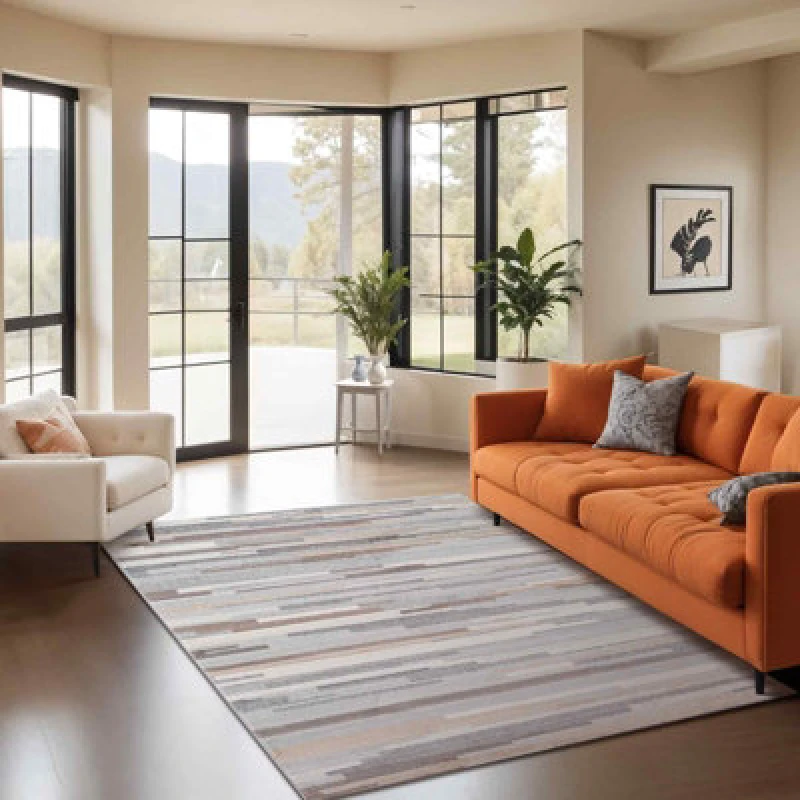 Image of Livabliss Scandi Modern Medium Grey/tan/white Olivia Area Rug 200 X 275cm - Easy Care, Non Shedding, Ideal For Living Room & Bedroom