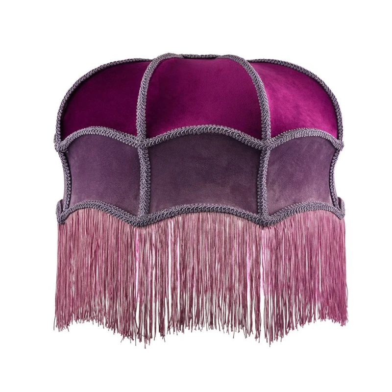 Image of Happy Homewares Double Tier Lilac & Purple Velvet Victorian Lamp Shade with Tassels Size: 16" Lilac Unisex 16"