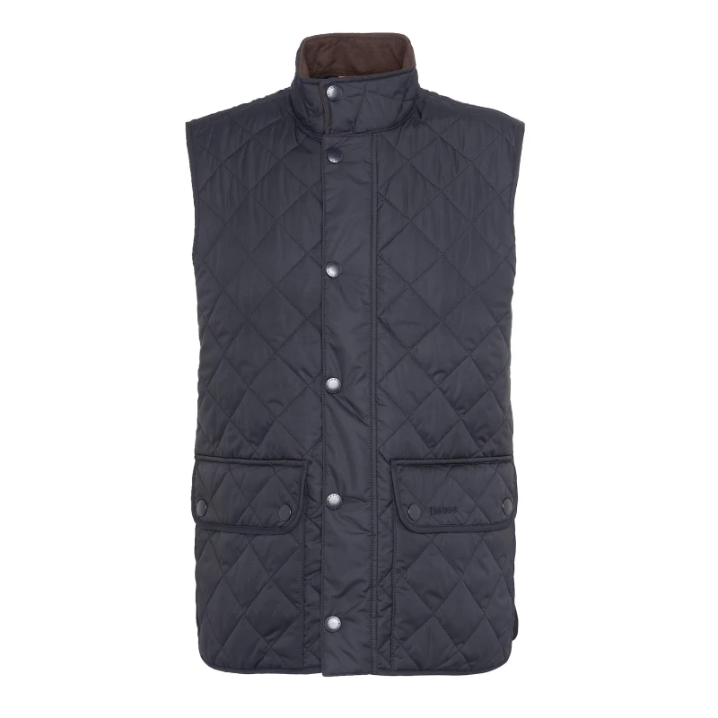 Image of Barbour Mens Lowerdale Diamond-Quilted Gilet Navy NY71 male L