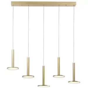 Image of Netlighting Merano Hialeah 5 Light Bar Pendant Ceiling Light Satin Gold Aluminiu