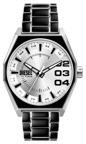 Image of Diesel DZ2195 Mens Scraper (43mm) Silver Dial / Black and Watch
