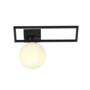 Image of Emibig Imago Black Left Side Globe Ceiling Light with White Glass Shades, 1x E14
