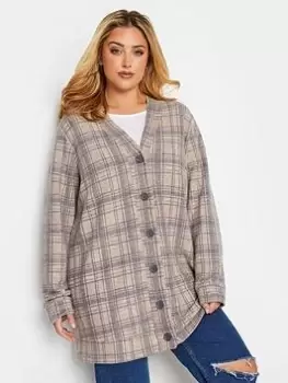 Image of Yours Soft Touch Check Button Cardigan - Multi, Pink, Size 18, Women