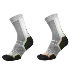 Image of 1000 Mile Trek Sock Mens (Twin Pack) (Recycled) Black/Orange+Black/Green Medium