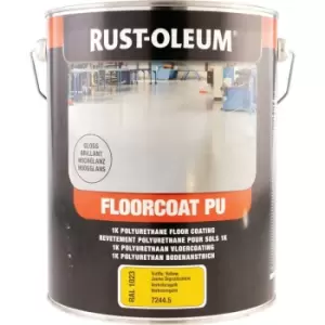 Image of Rust-oleum 7244 Floorcoat PU Traffic Yellow Gloss 5L RAL1023 - Yellow