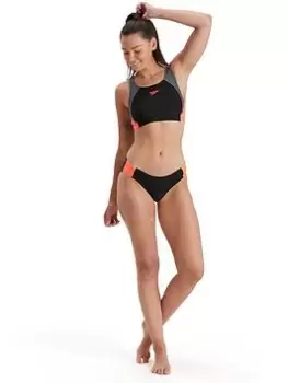 Image of Speedo Colourblock Splice Bikini, Black, Size 30, Women
