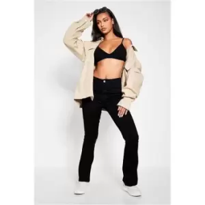 Image of I Saw It First Washed Black Stretch Push Up Flared Jeans - Black