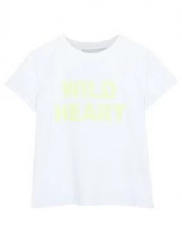 Image of Mintie by Mint Velvet Girls Wild Heart Sequin T-Shirt - Ivory, Size Age: 7-8 Years, Women