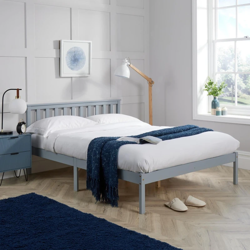 Image of Home Source Florida Low End Solid Wood Bed Frame 3ft Single Grey