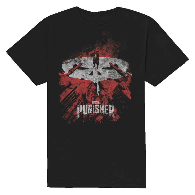 Image of Marvel Punisher Red Tanks T Shirt Black unisex
