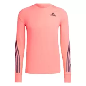 Image of adidas Run Icon Full Reflective 3-Stripes Long-Sleeve Top - Pink