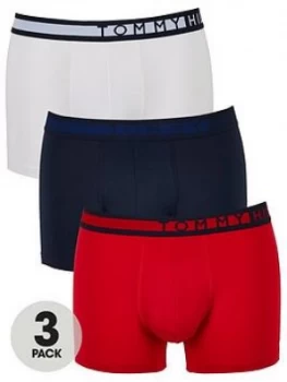 Image of Tommy Hilfiger 3 Pack Side Logo Trunks - Navy/Red/White