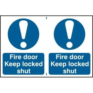 Image of ASEC Fire Door Keep Locked Shut 200mm x 300mm PVC Self Adhesive Sign
