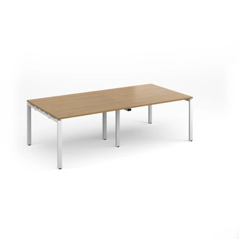 Image of Adapt Rectangular Office Boardroom Table - Grey Oak - White Frame - W2400mm