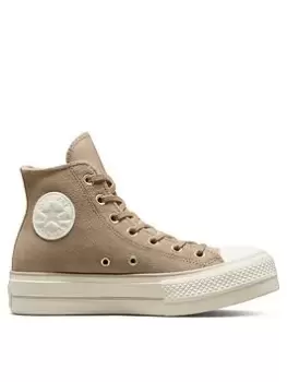 Image of Converse Chuck Taylor All Star Lift Cozy Utility, Khaki, Size 6, Women