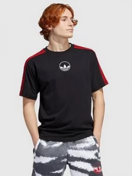 Image of Adidas Originals 3 Stripe Circle T-Shirt - Black/Red