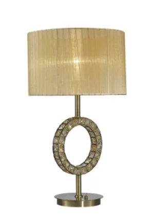 Image of Florence Round Table Lamp with Soft Bronze Shade 1 Light Antique Brass, Crystal