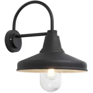 Image of Endon Farmhouse Traditional Outdoor Dome Wall Light Textured Black Glass Shade, IP44