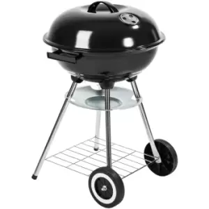 Image of Tectake - bbq kettle grill o 41.5cm galvanized with wheels - charcoal grill, barbecue, charcoal bbq - black