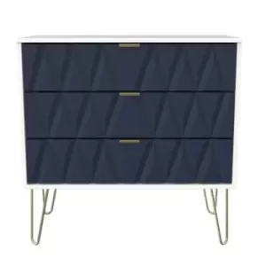 Image of Copenhagen Ready Assembled Three Drawer Chest Blue and White