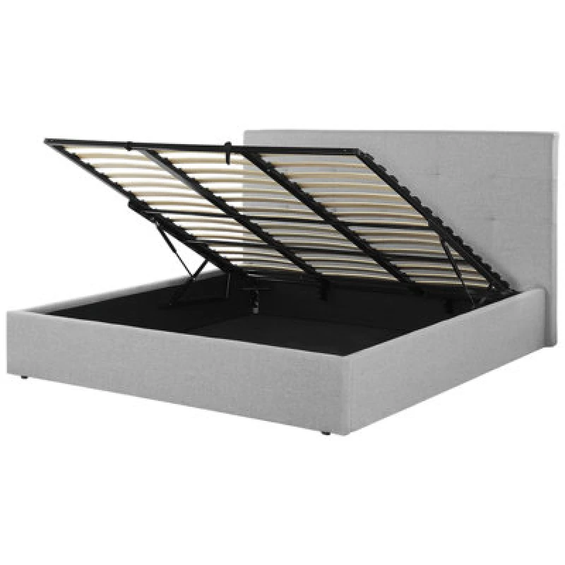 Image of Beliani Ottoman Bed Fabric Lorient 180 X 200 Cm (Eu Super King) Grey