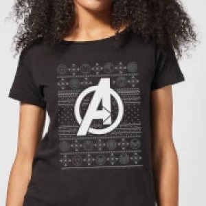 Image of Marvel Avengers Logo Womens Christmas T-Shirt - Black