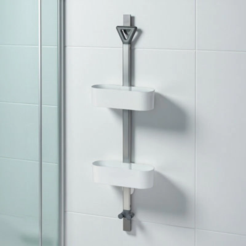 Image of Showerdrape Elements 2 Tier Basket Hanging Shower Caddy White