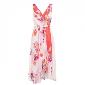 Image of DKNY Faux Wrap Dress - Orange/IVORY