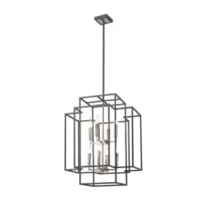 Image of Delaware Ceiling Pendant, 8 Light E14, Anthracite, Satin Nickel