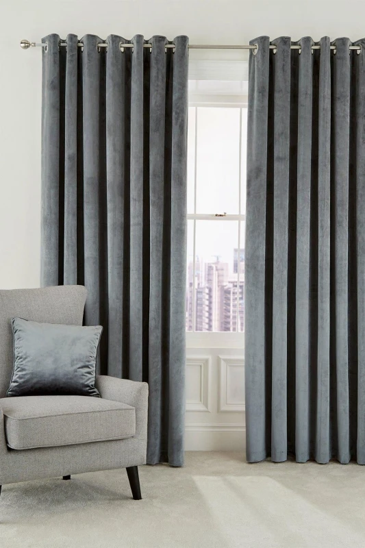 Image of Helena Springfield Helena Springfield 'Escala' Woven Lined Curtains in Grey Size: 228cm width x 183cm drop Grey 228cm width x 183cm drop Unisex 5016