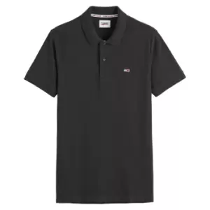 Image of Placket Polo Shirt with Embroidered Logo in Cotton Pique and Slim Fit