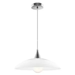 Image of Dakota Dome Pendant Ceiling Light White Glossy Glass Chrome Metal LED E27 - Merano