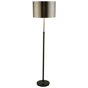 Image of Searchlight - Floor Lamp Black, Chrome with Brushed Black Chrome Shade