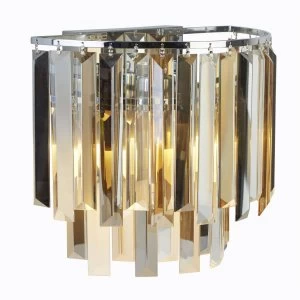 Image of 2 Light Wall Light Chrome, Glass Shade, E14