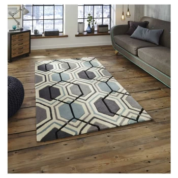 Image of HK 7526 Grey Blue 120cm x 170cm Rectangle - Blue and Grey