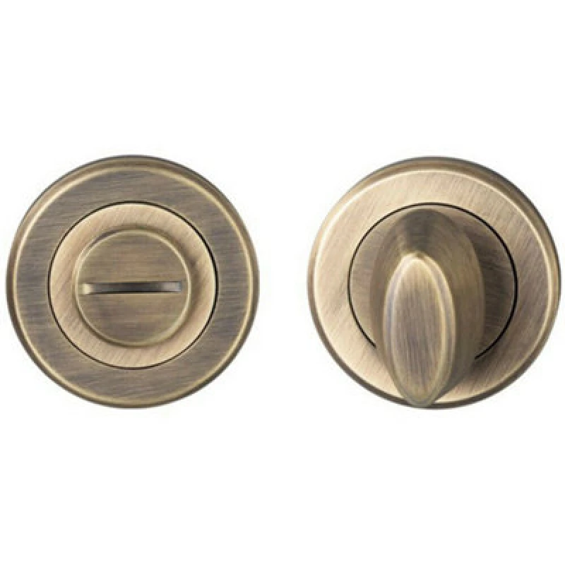 Image of Loops Thumbturn Lock and Release Handle Beveled Edge Concealed Fix Antique Brass Metallics unisex