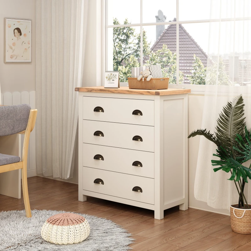 Image of Cabinet Bits Lovere 4 Drawer Chest of Drawers Brass Cup Handle in Off-White Off-White Unisex