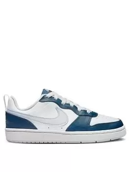 Image of Nike Court Borough Low Junior Unisex Trainers, White/Blue, Size 4