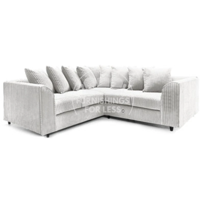 Image of Furnishings For Less UK Ferguson Silver 5 Seater Fabric Corner Sofa L Shaped Jumbo Cord - Scatter Back