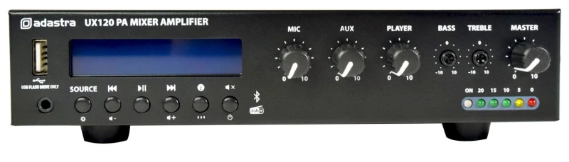 Image of Adastra UX120 100V Mixer Amplifier 120W Media BT & DAB+ AVS-231722 Mixer Amplifier