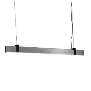 Image of Lilt LED Dimmable Straight Bar Pendant Ceiling Light Brushed Steel, 2700K