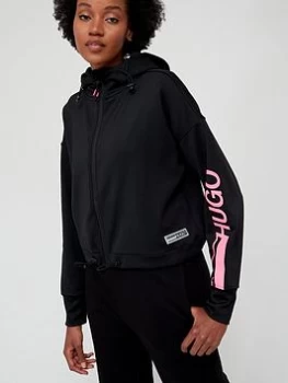 Image of HUGO Logo Arm Zip Through Jacket - Black Size XS Women