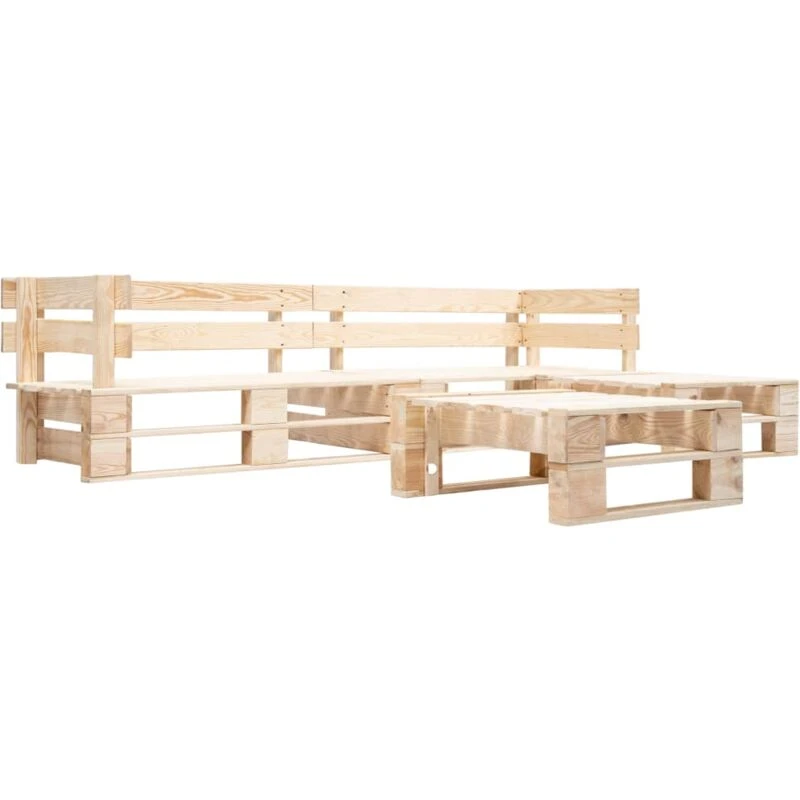 Image of VIDAXL 4 Piece Garden Pallet Lounge Set Natural Wood Vidaxl 8719883709956